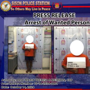 Pag-aresto sa Lalaki dahil sa Kasong Pagpatay sa Sison, Pangasinan